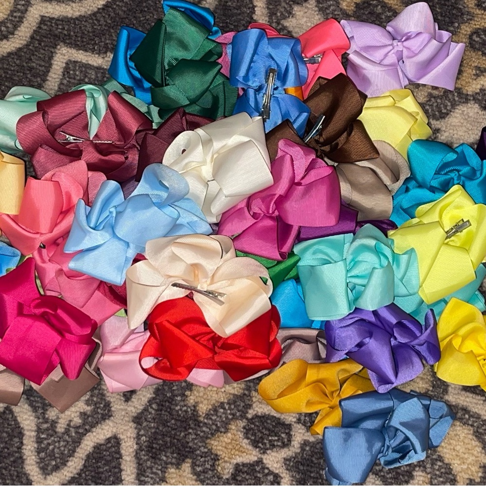 Lot of 10 Hair Bow Set - mystery color - big 5 inch double stacked bows